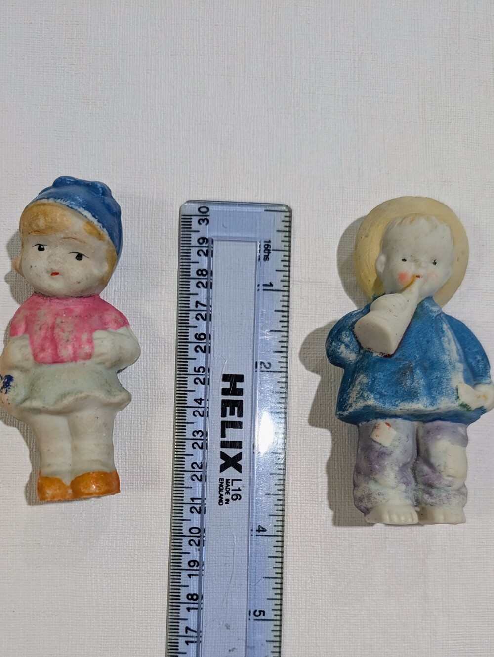 Antique Bisque Ceramic Penny Dolls Frozen Charlotte Dolls Set of 2 - Picture 5 of 9